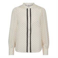 CO`COUTURE SKJORTE, FRANCISCACC DOT LACE KSHIRT, OFF WHITE