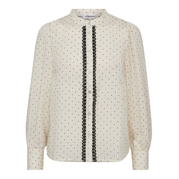 CO`COUTURE SKJORTE, FRANCISCACC DOT LACE KSHIRT, OFF WHITE