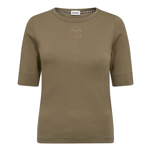 CO`COUTURE T-SHIRT, GRANNYCC EMBROIDERY SS TEE, ARMY