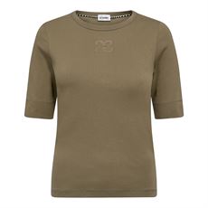 CO`COUTURE T-SHIRT, GRANNYCC EMBROIDERY SS TEE, ARMY