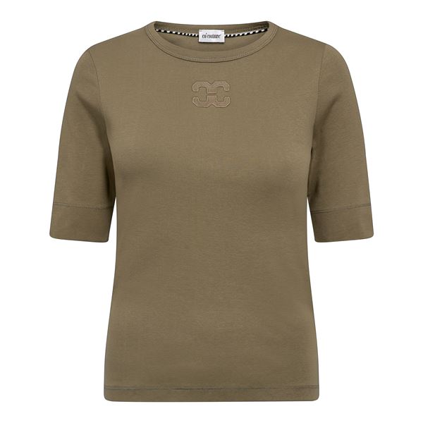 CO`COUTURE T-SHIRT, GRANNYCC EMBROIDERY SS TEE, ARMY