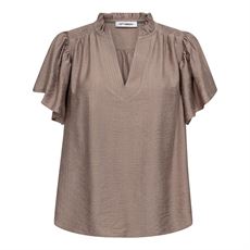 CO`COUTURE TOP, HERACC SS FRILL TOP, WALNUT