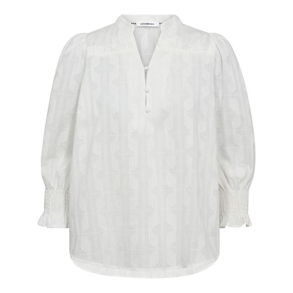 CO`COUTURE BLUSE, EMMACC FRILL SS BLOUSE, OFF WHITE