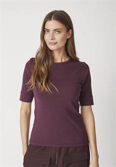 CO`COUTURE T-SHIRT, GRANNYCC EMBROIDERY SS TEE, WINERED