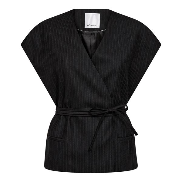 CO`COUTURE VEST, MAGGIECC WRAP TOP, BLACK