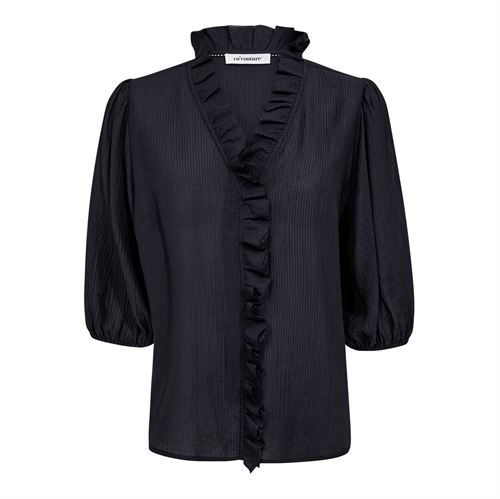 CO`COUTURE SKJORTE, ANIKACC FRILL SHIRT, NAVY
