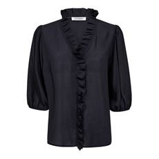 CO`COUTURE SKJORTE, ANIKACC FRILL SHIRT, NAVY