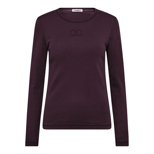 CO`COUTURE T-SHIRT, GRANNYCC EMBROIDERY LS TEE, PLUM