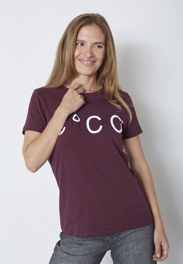 CO`COUTURE T-SHIRT, SIGNATURECC NEW TEE, WINERED