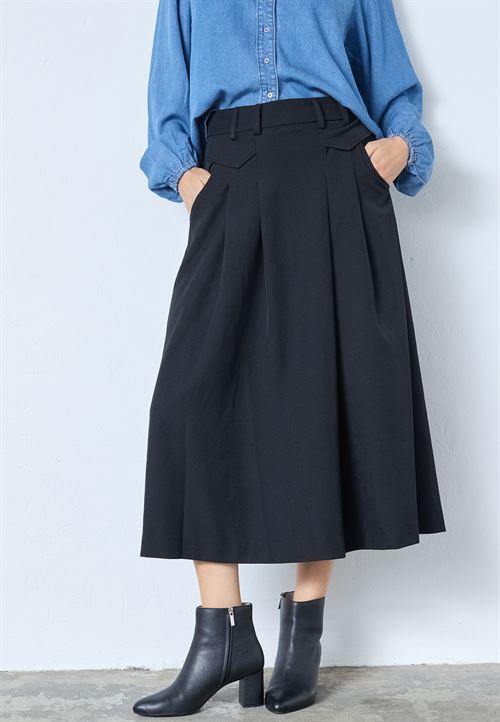 CO`COUTURE NEDERDEL, LUNACC POCKET PLEAT SKIRT, BLACK