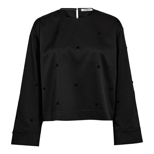 CO`COUTURE BLUSE, CLOVERCC DOT BLOUSE, BLACK