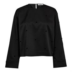 CO`COUTURE BLUSE, CLOVERCC DOT BLOUSE, BLACK