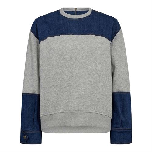 CO`COUTURE SWEATSHIRT, CANDIZCC DENIM MIX SWEAT, GREY MELANGE