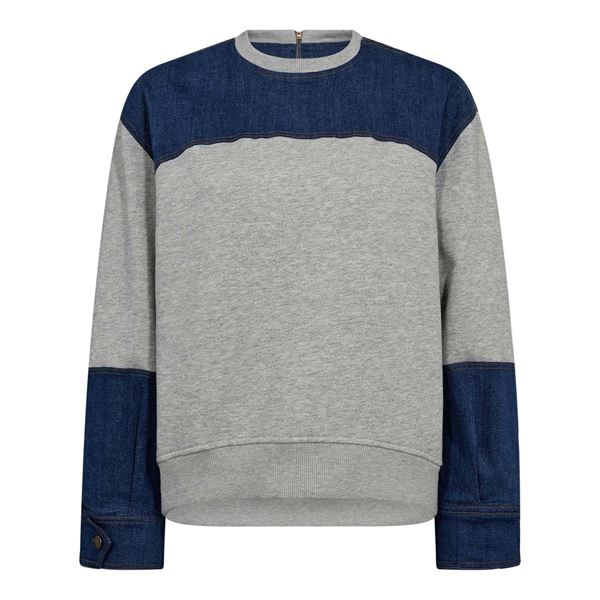 CO`COUTURE SWEATSHIRT, CANDIZCC DENIM MIX SWEAT, GREY MELANGE