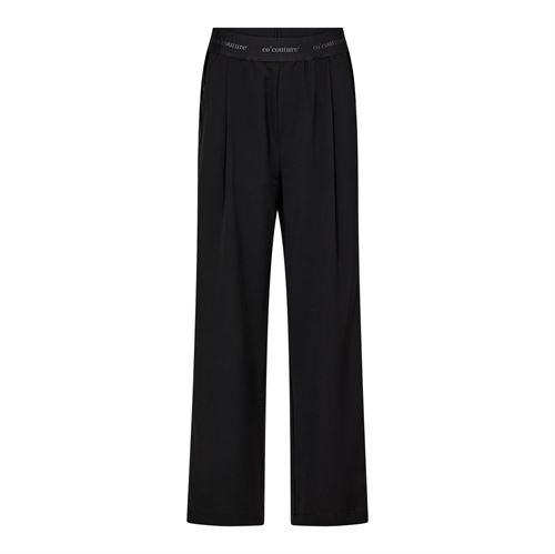 CO`COUTURE BUKSER, AMINACC LOGO SHIMMER PANT, BLACK