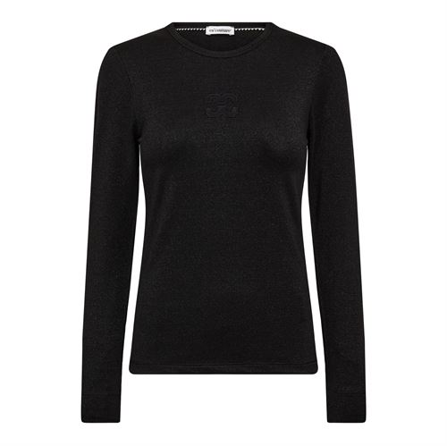 CO`COUTURE T-SHIRT, MANNYCC LUREX EMB L/S TEE, BLACK