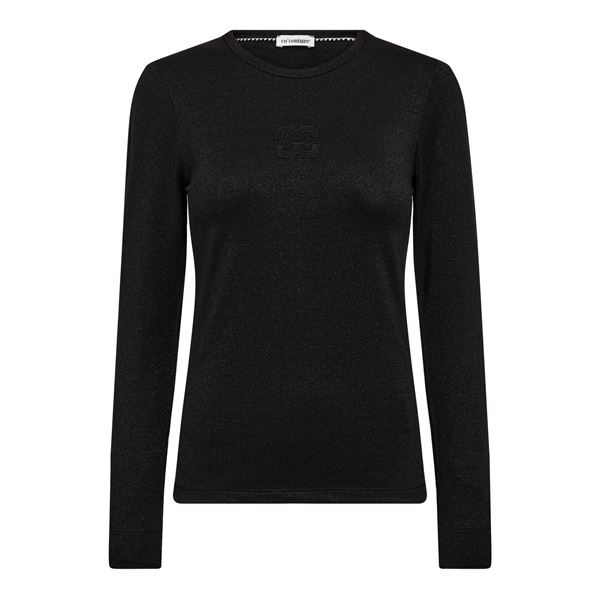 CO`COUTURE T-SHIRT, MANNYCC LUREX EMB L/S TEE, BLACK