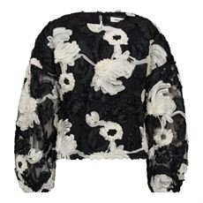 CO`COUTURE BLUSE, FLEURCC FLUFFY BLOUSE, BLACK