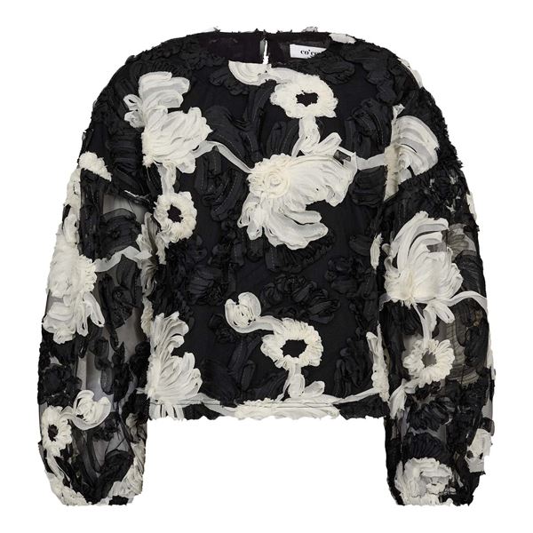 CO`COUTURE BLUSE, FLEURCC FLUFFY BLOUSE, BLACK