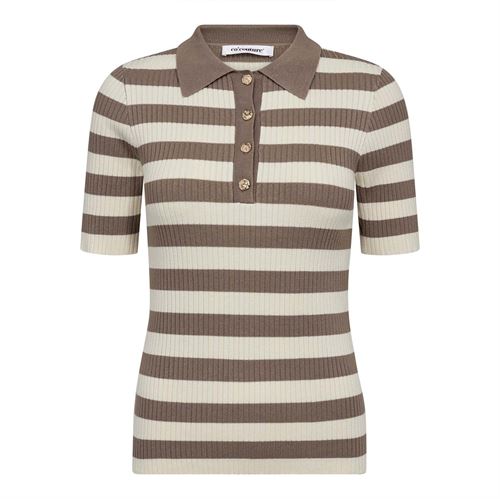 CO`COUTURE POLO, BONNYCC STRIPE S/S POLO KNIT, WALNUT