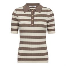 CO`COUTURE POLO, BONNYCC STRIPE S/S POLO KNIT, WALNUT