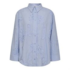 CO`COUTURE SKJORTE, XAVIERCC STRIPE FLOWER SHIRT, PALE BLUE