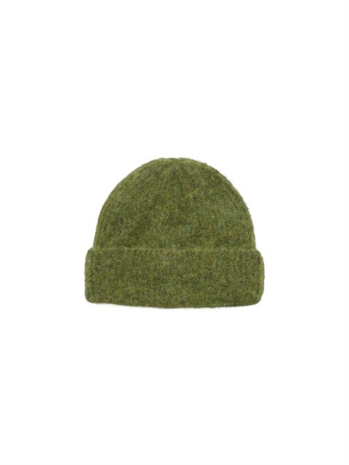 BECK SÖNDERGAARD STRIKHUE, ALPACA-WOLL BEANIE, GOLDEN CYPRESS GREEN