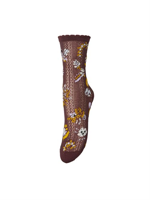 BECK SØNDERGAARD STRØMPER, FLORA COTTA SOCK, MAROON BROWN
