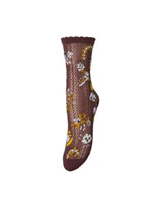 BECK SØNDERGAARD STRØMPER, FLORA COTTA SOCK, MAROON BROWN