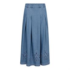 CO`COUTURE NEDERDEL, TILYCC PLEAT EMB SKIRT, DENIM BLUE