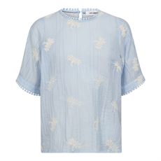 CO`COUTURE BLUSE, AMELIACC EMB SS BLOUSE, PALE BLUE