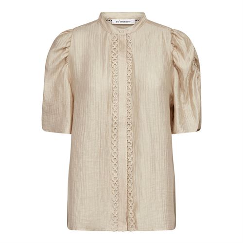 CO`COUTURE BLUSE, TASSYCC LACE SS PUFF SHIRT, BONE