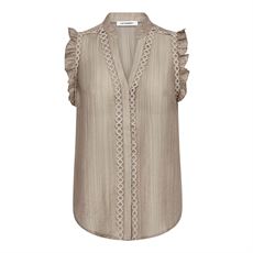 CO`COUTURE TOP, REGGIECC FRILL TOP, TAUPE
