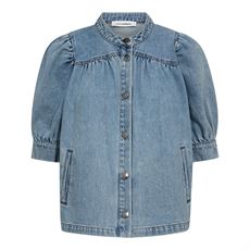 CO`COUTURE BLUSE, ASJACC DENIM BLOUSE, DENIM BLUE