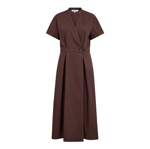 CO`COUTURE KJOLE, ELARACC WRAP SS DRESS, DARK BROWN