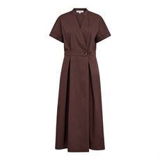 CO`COUTURE KJOLE, ELARACC WRAP SS DRESS, DARK BROWN