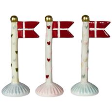 SPEEDTSBERG KERAMIKFLAG M/HJERTER 14 CM, BLÅ/ROSA/GRØN FOD, 262443