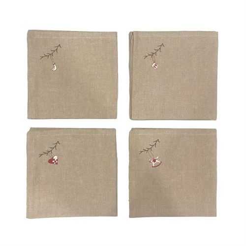 SPEEDTSBERG MUNDSERVIET JUL, SÆT M. 4 STK., 40 x 40 CM