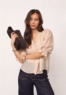 CO'COUTURE BLUSE, AVICC LACE SS V-BLOUSE, MINK