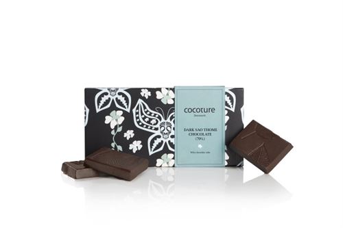 COCOTURE, 70 % MØRK CHOKOLADE FRA SAO THOME, 55 GR