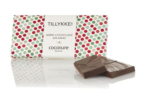 COCOTURE, 60 % MØRK CHOKOLADE, TILLYKKE, 55 GR