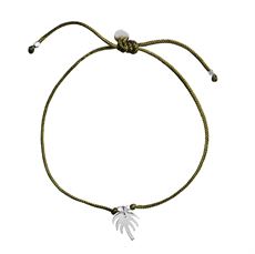 PETIT PALM BRACELET ARMY GREEN RIBBON - SILVER, Stine A.