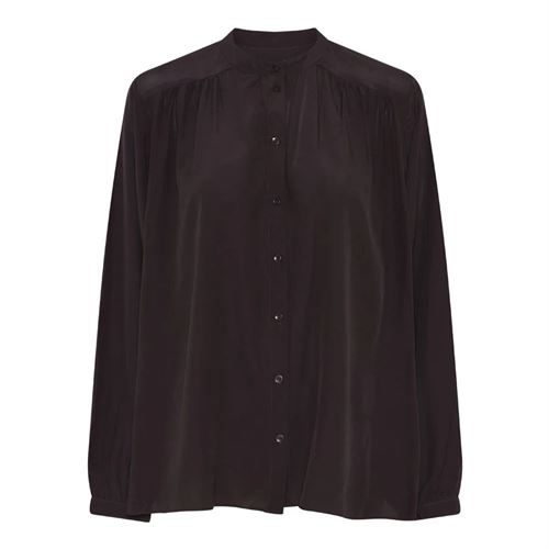 FRAU SKJORTE, FLORENCE SILK CREPE SHIRT, CHOCOLATE TORTE