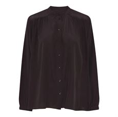 FRAU SKJORTE, FLORENCE SILK CREPE SHIRT, CHOCOLATE TORTE