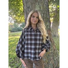 CONTINUE BLUSE, LEA CHECK, DARK BROWN CHECK