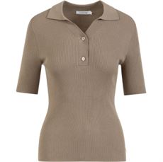 COSTER COPENHAGEN POLO, RIB KNIT POLO, TAUPE SAND