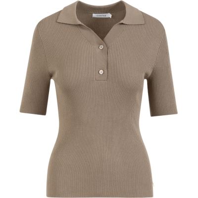 COSTER COPENHAGEN POLO, RIB KNIT POLO, TAUPE SAND