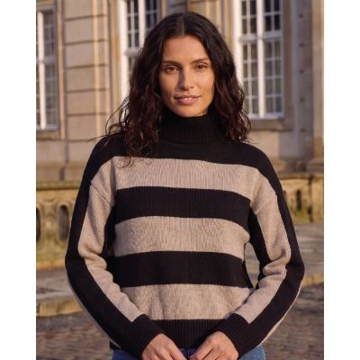 LA ROUGE STRIK, JULIE STRIPED KNIT, BLACK/SAND