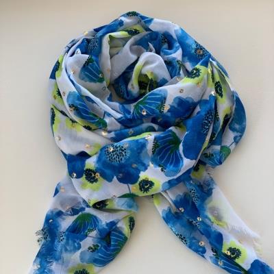 THREE M TØRKLÆDE, SCARVES To2408, BLUE