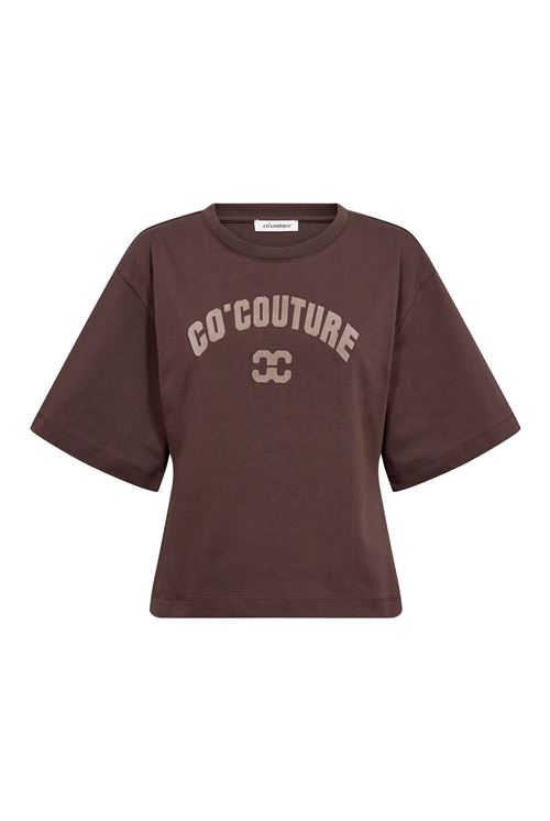 CO`COUTURE T-SHIRT, ZENGACC TEE O-NECK, DARK BROWN